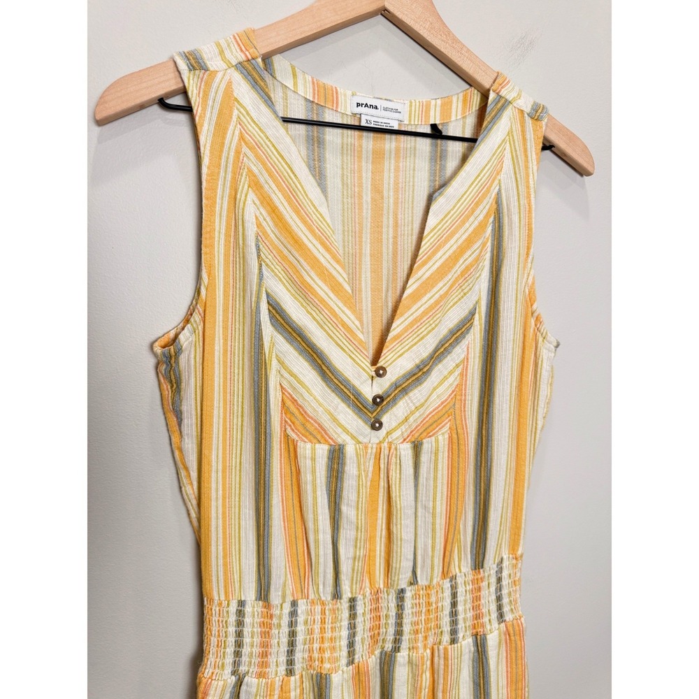 Prana California Dreaming 100% Organic Cotton Golden Hour Stripe Maxi Dress XS - Picture 4 of 15